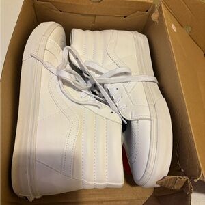 Spring is in the Air! Brand New Leather Vans Men's All-White High-Top Sneakers